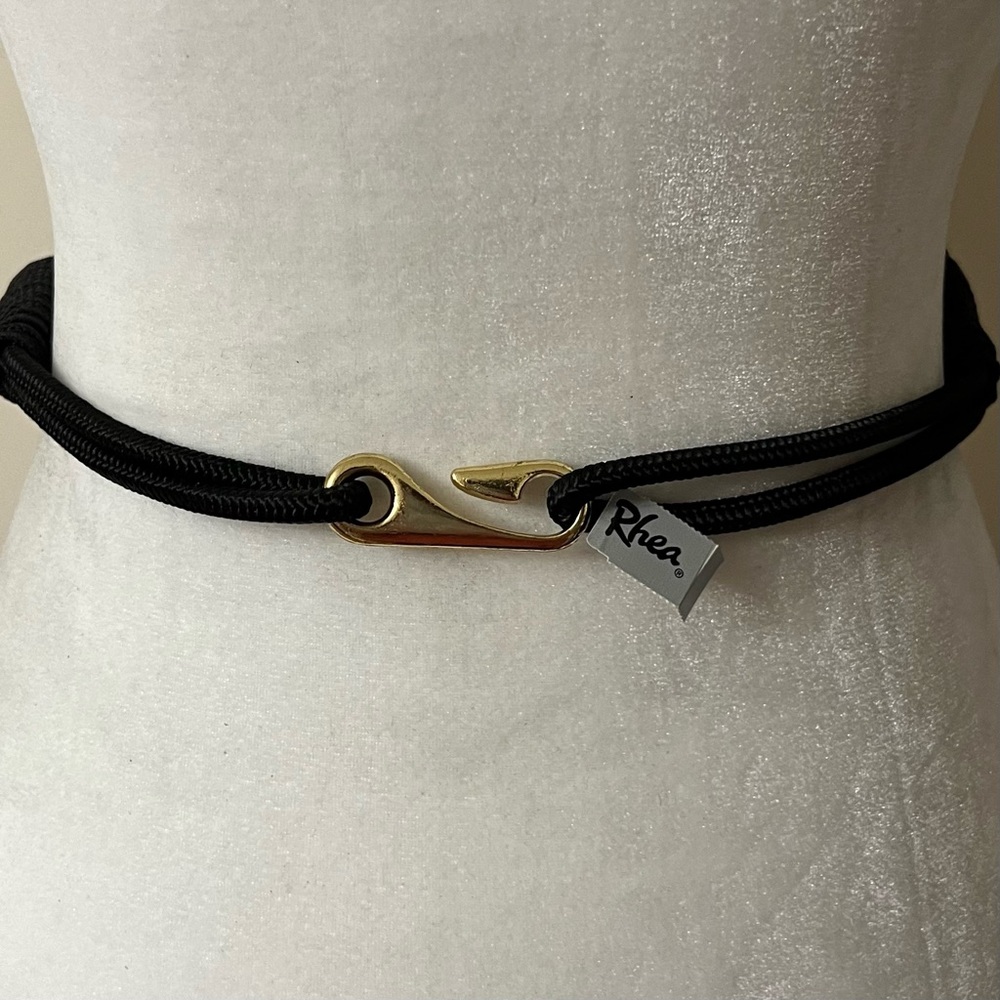 Vintage Rhea braided stretch belt gold & black with beads NWT - Picture 2 of 6